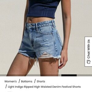 Pacsun Ripped Faded Black High Waisted Festivals Shorts. Button up.
